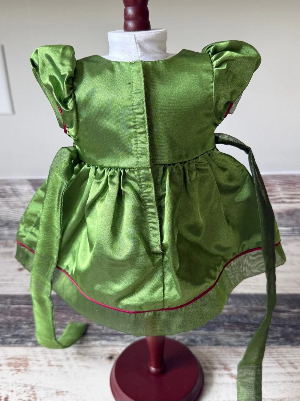 American Girl BITTY BABY Doll POINSETTIA Set - 15” Doll Dress & Both Hats Only